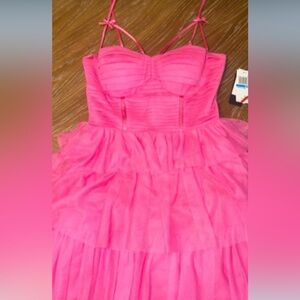 Macy's Vibrant Pink Tiered Prom Dress